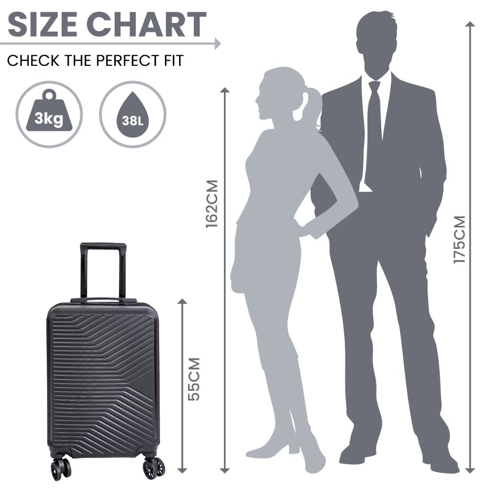 Miami Hard Shell Carry-On Suitcase with 360 Spinner Wheels – Black