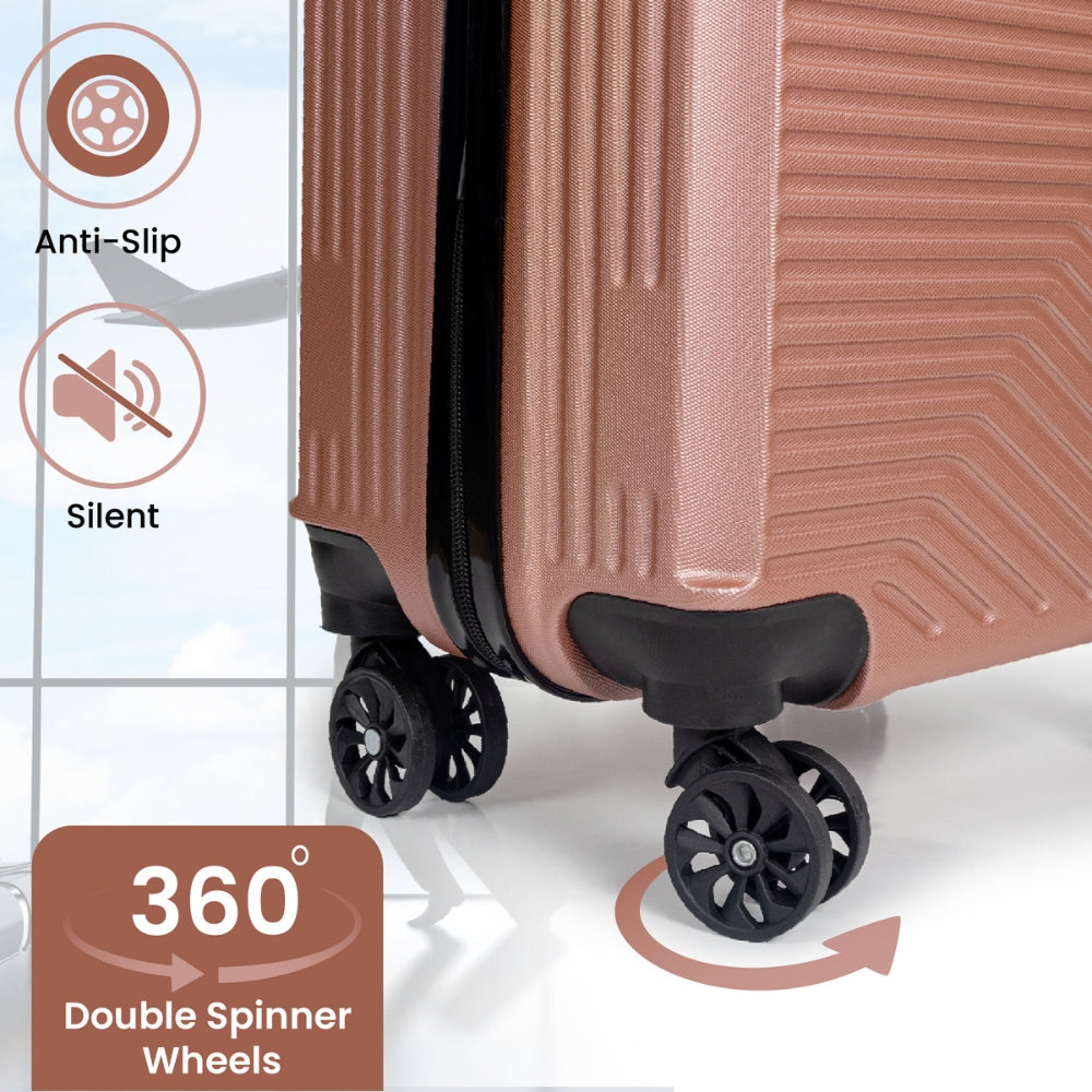 Miami Hard Shell Carry-On Suitcase with 360 Spinner Wheels – Rose Gold