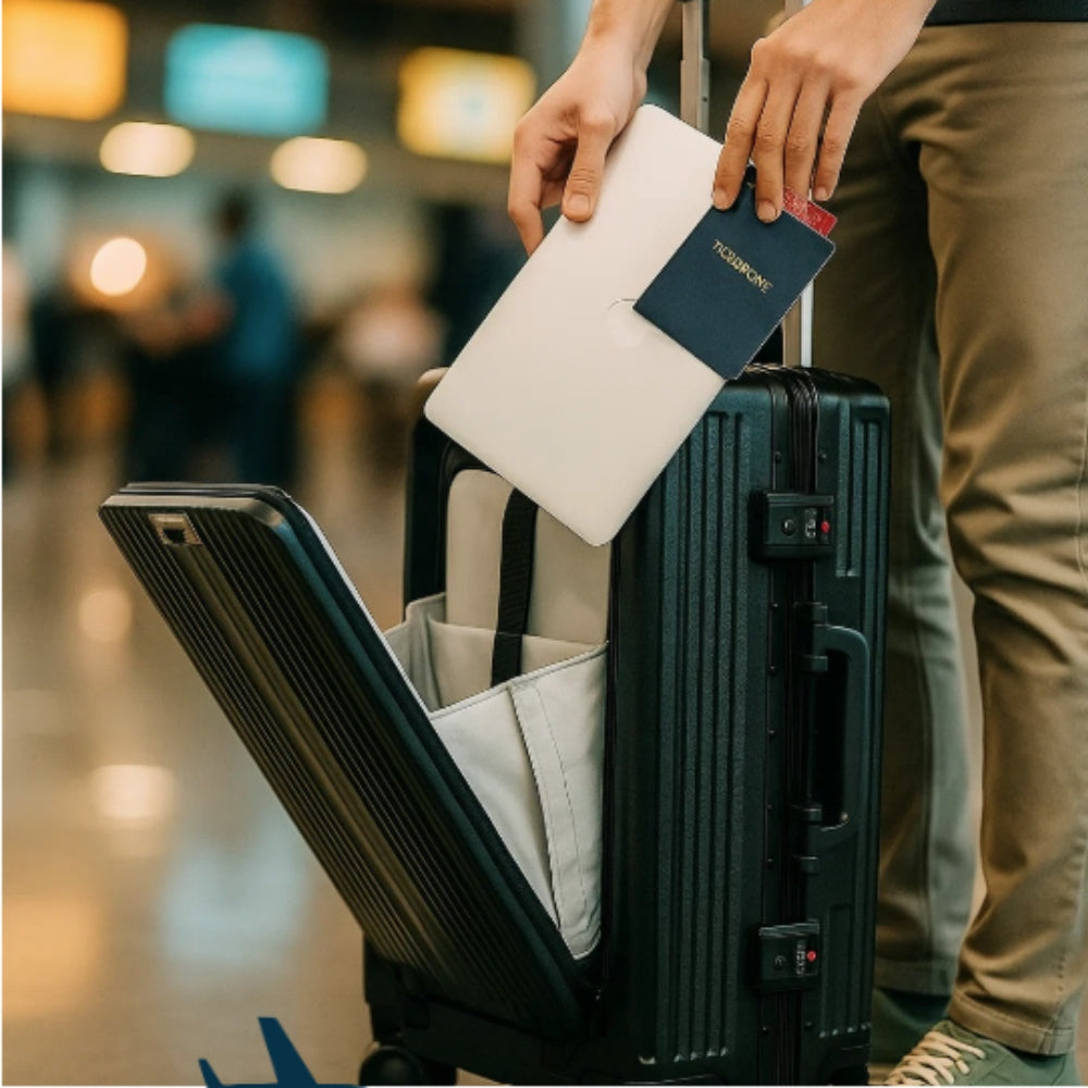 London Premium Zipper less Smart Hardshell Carry-On – Jet Black