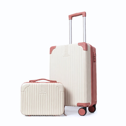 Dubai Hard Shell Carry-On Suitcase with Cosmetic Case - Rose Gold