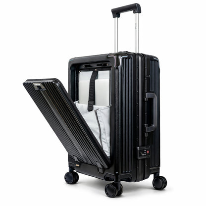 London Premium Zipper less Smart Hardshell Carry-On – Jet Black
