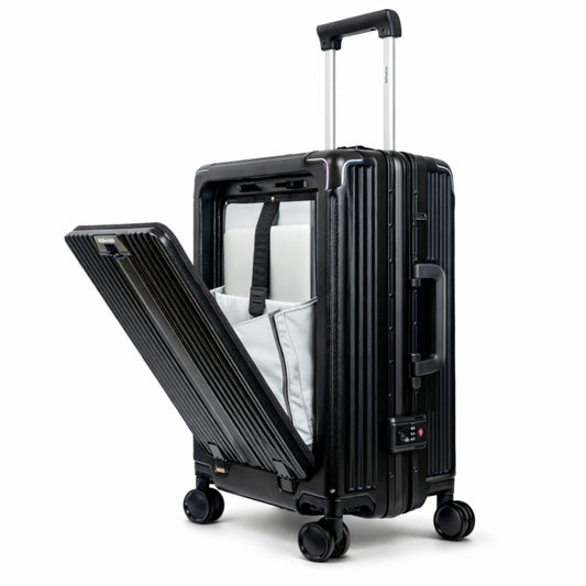 London Premium Zipper less Smart Hardshell Carry-On – Jet Black