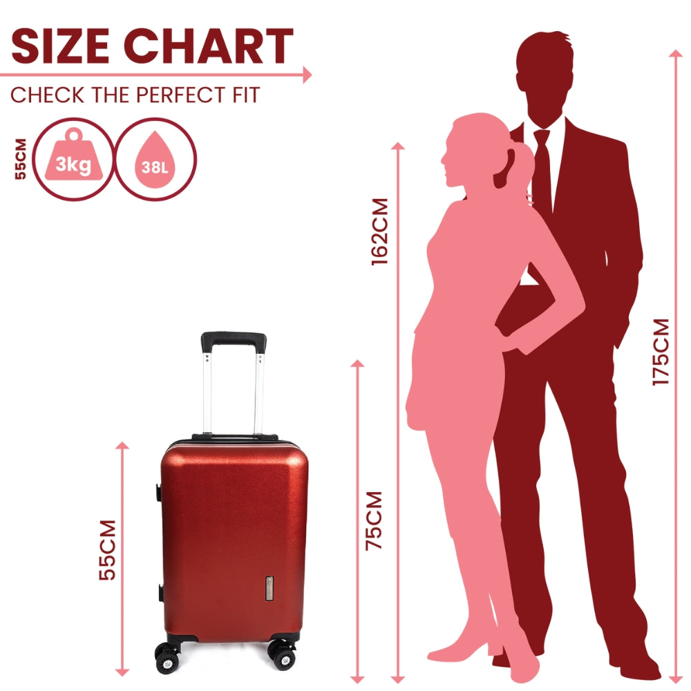 Madrid Anti-Scratch Hard Shell Carry-On Suitcase - Red