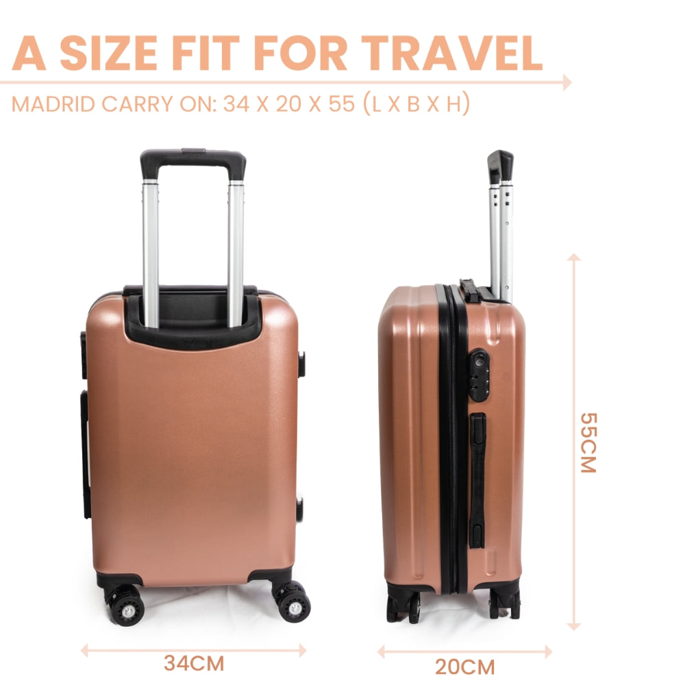 Madrid Anti-Scratch Hard Shell Carry-On Suitcase - Pink