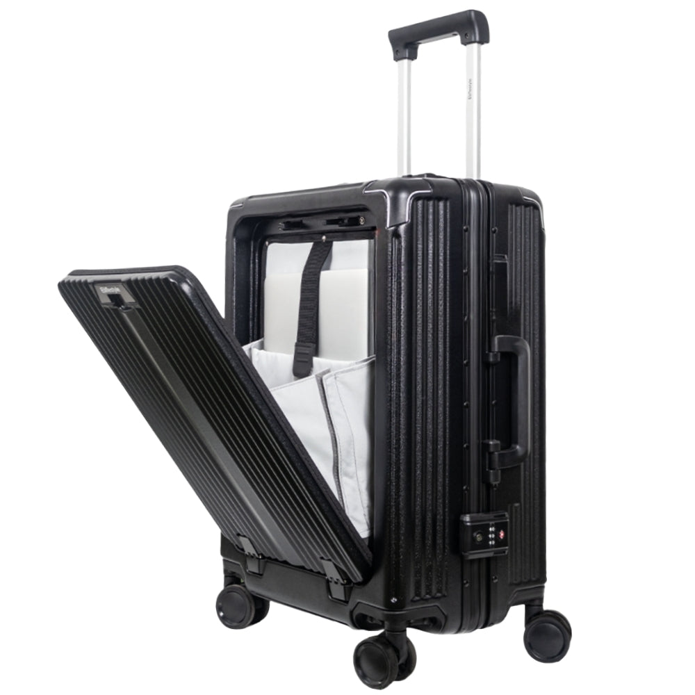 London Premium Zipper less Smart Hardshell Carry-On – Jet Black