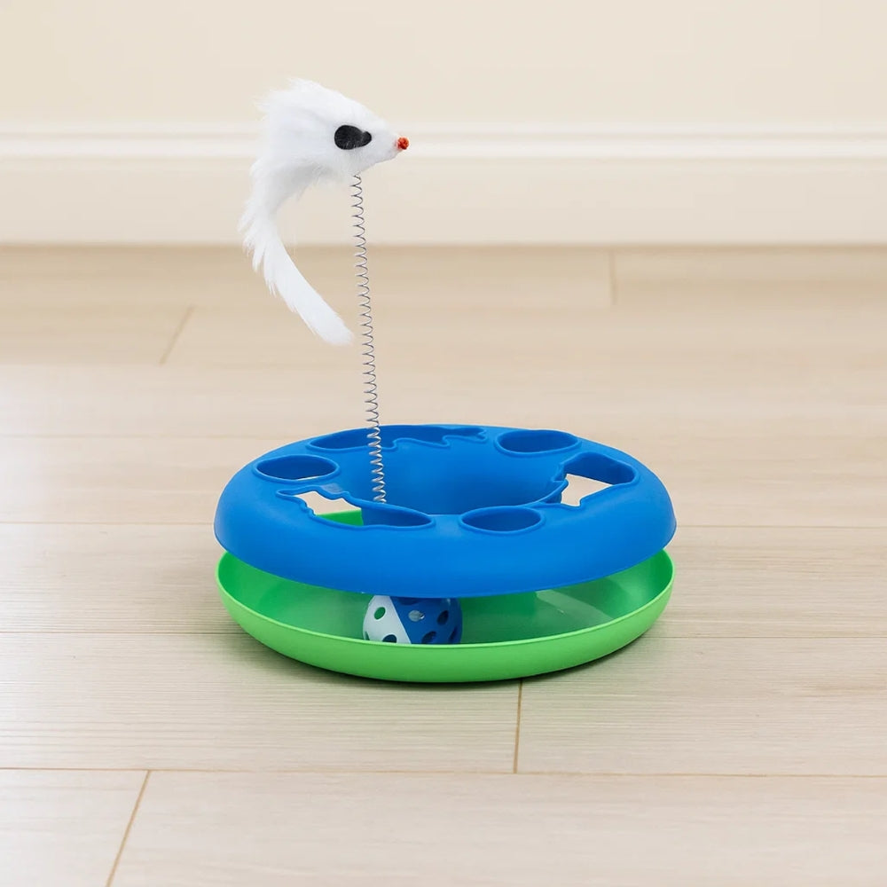 Cat Toy Chase Game with Ball and Mouse on Spring