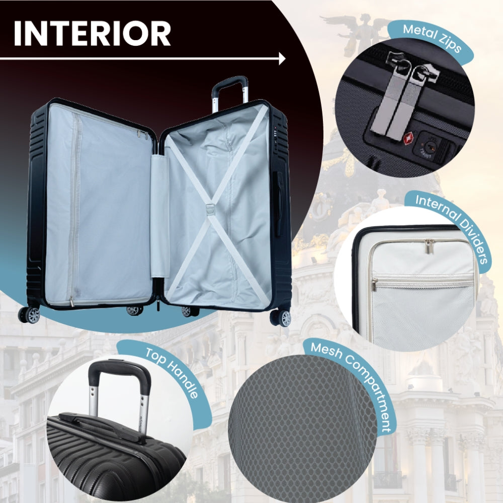 Madrid 2-Piece Hardshell Luggage Set (55cm & 75cm) – Matte Black