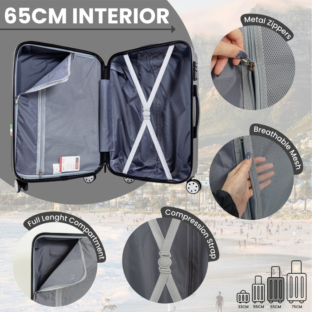 Roma Hardshell Luggage Set on 360° Spinner Wheels with TSA Lock and Protective Cover