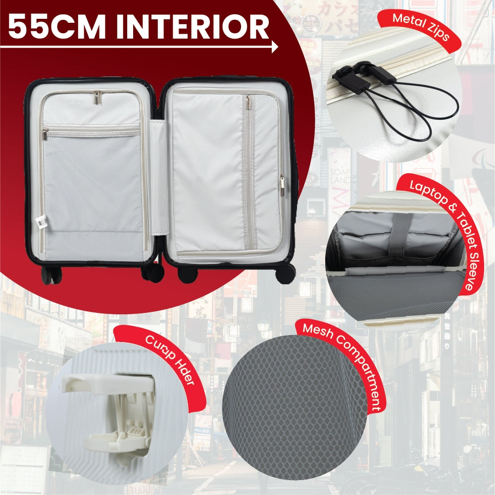Tokyo Smart 55cm Hardshell Carry-On with Laptop Compartment – Pure White