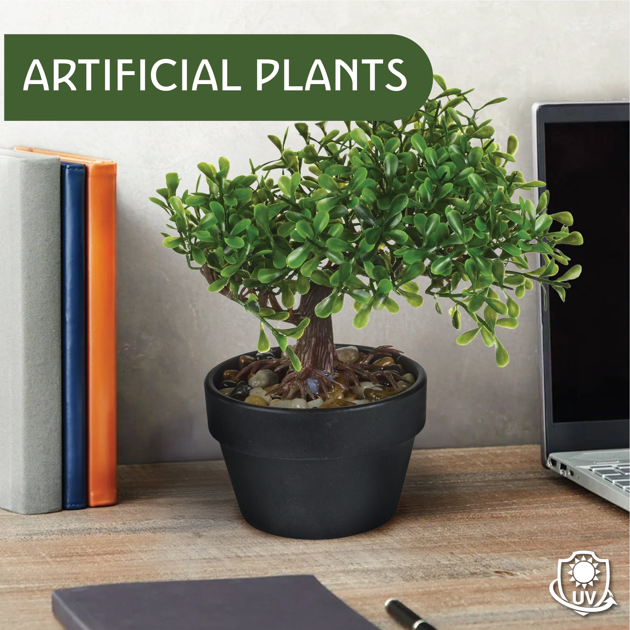 Artificial Bonsai Tree 19cm Natural Stones, Artificial Plant, Home Decor
