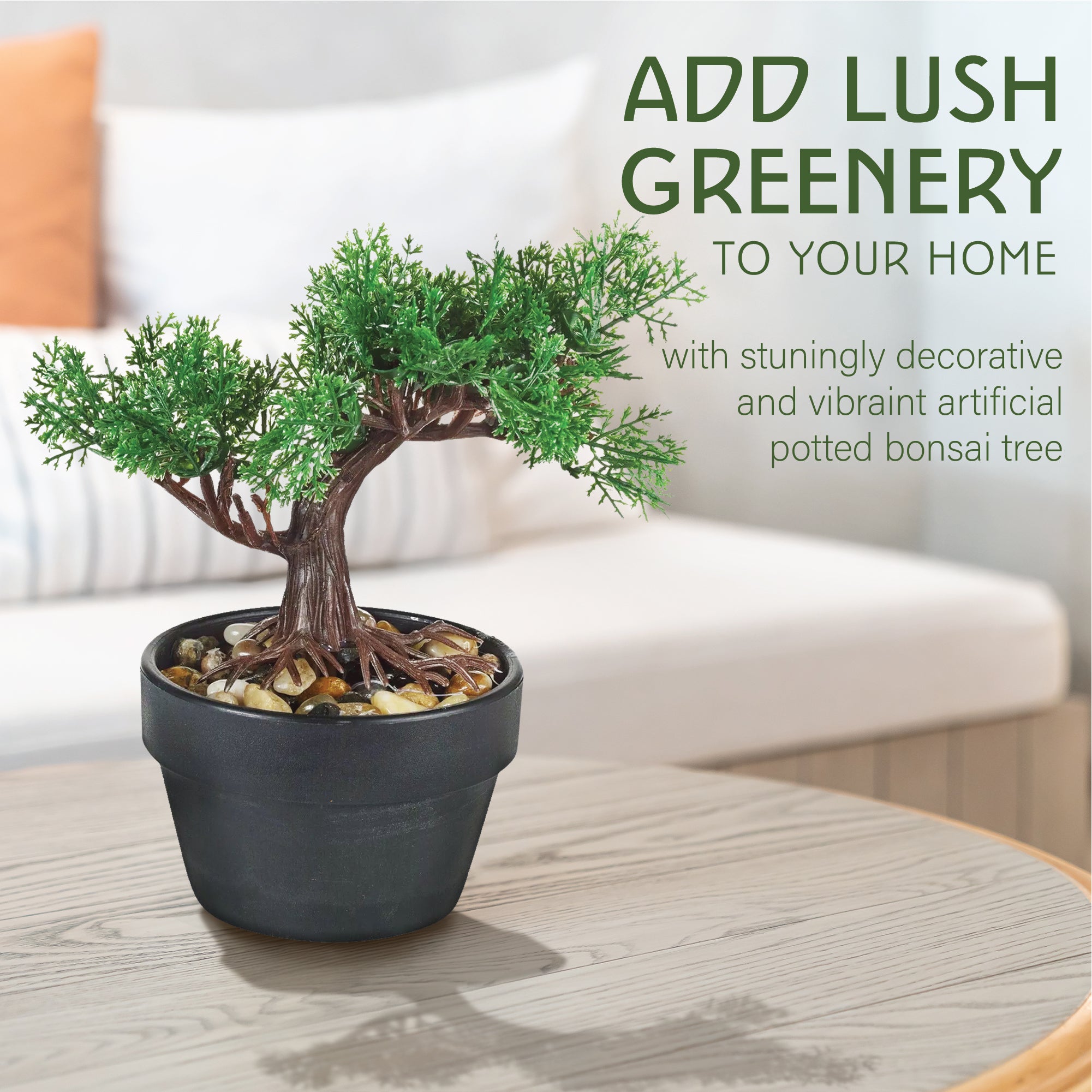 Artificial Bonsai Tree 19cm Natural Stones, Artificial Plant, Home Decor