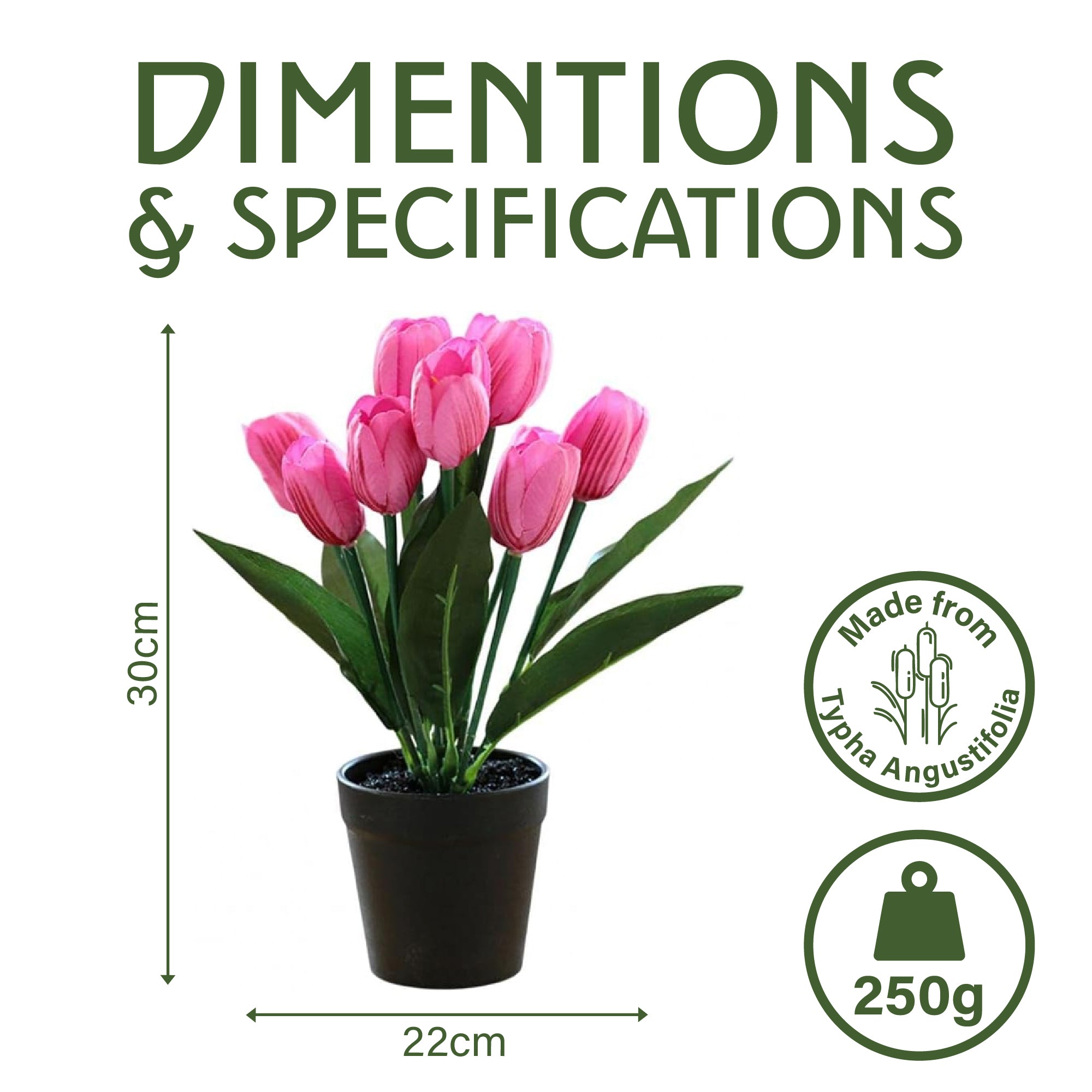 Artificial Plant Tulip in Pot – 6 Assorted Vibrant Colors, 22x30cm