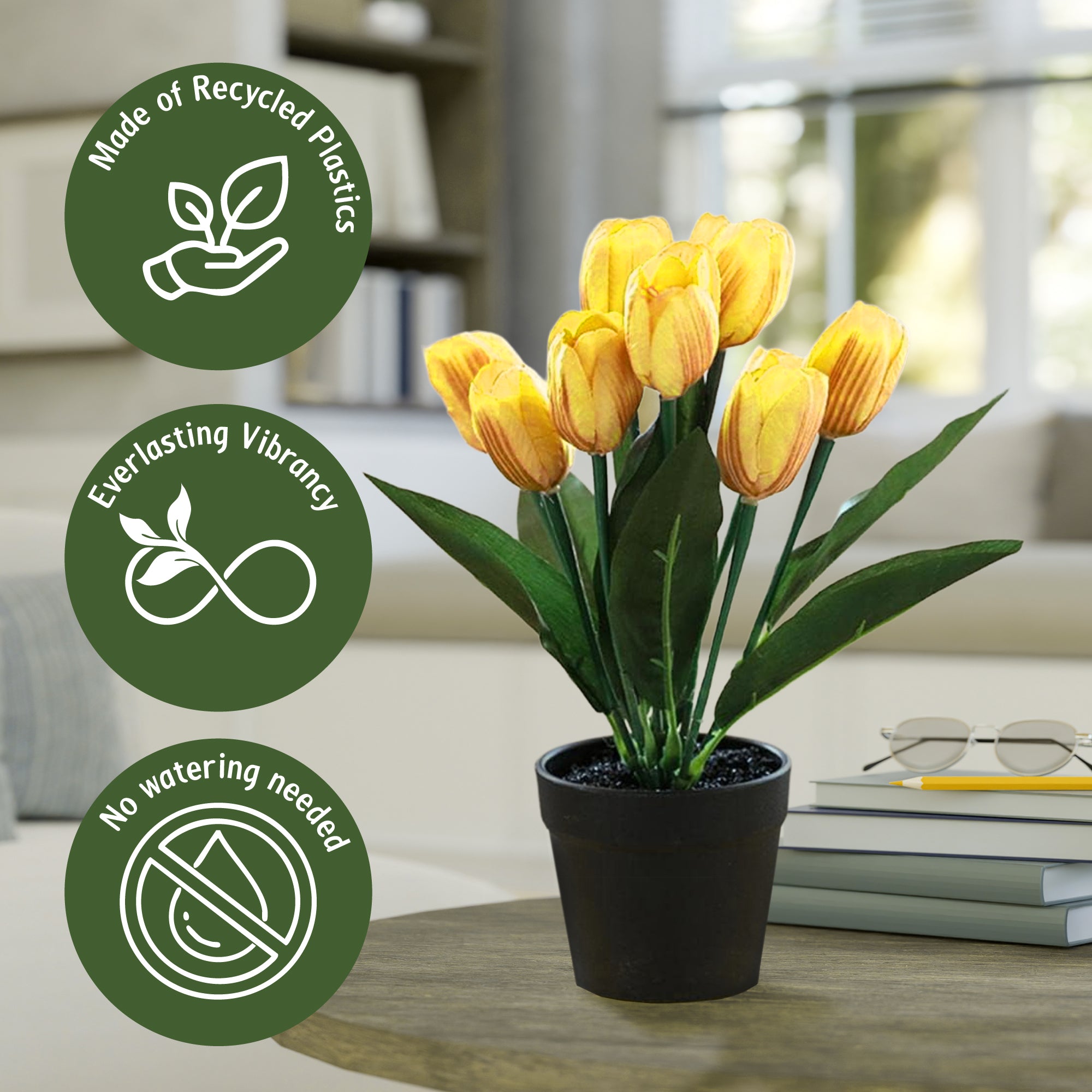Artificial Plant Tulip in Pot – 6 Assorted Vibrant Colors, 22x30cm