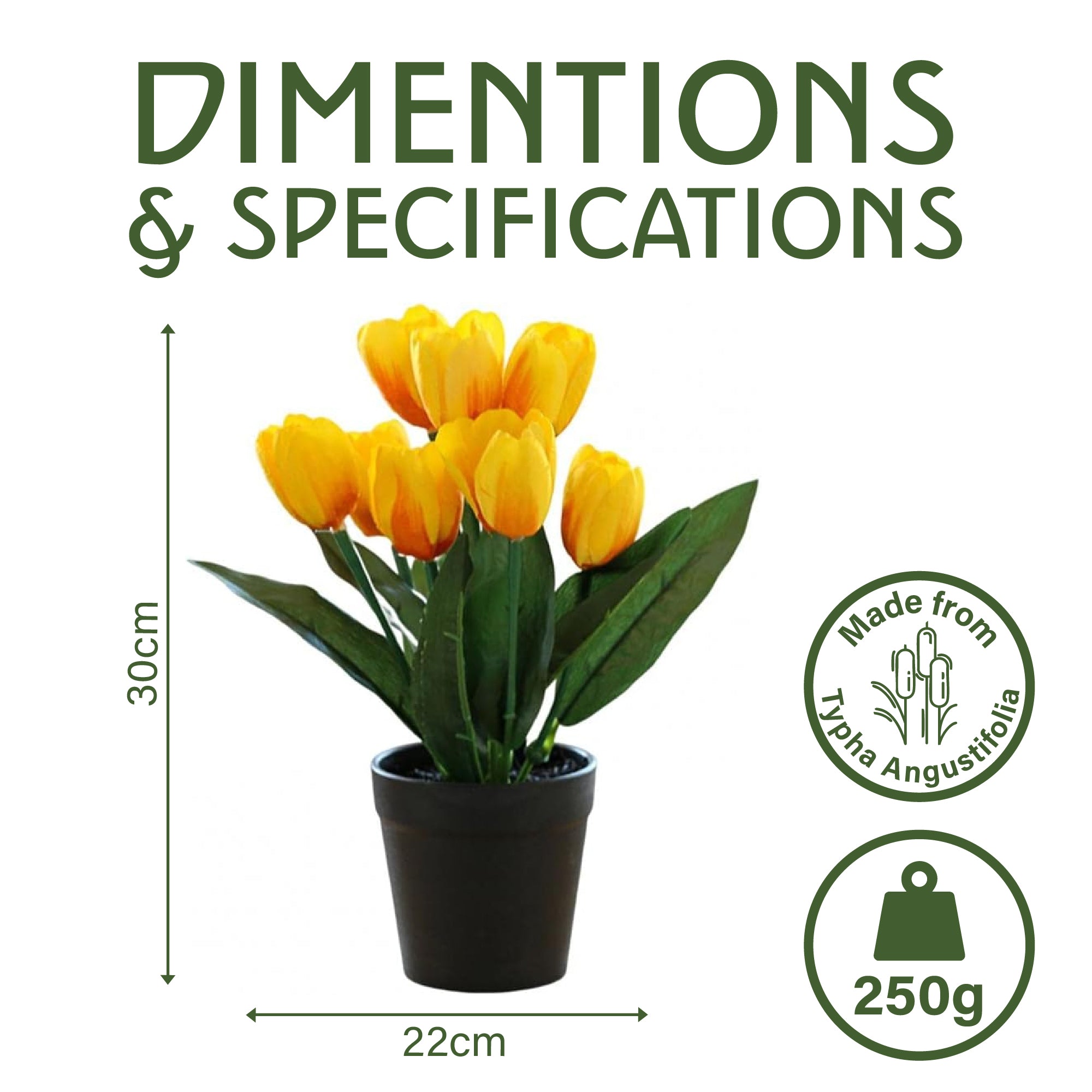 Artificial Plant Tulip in Pot – 6 Assorted Vibrant Colors, 22x30cm