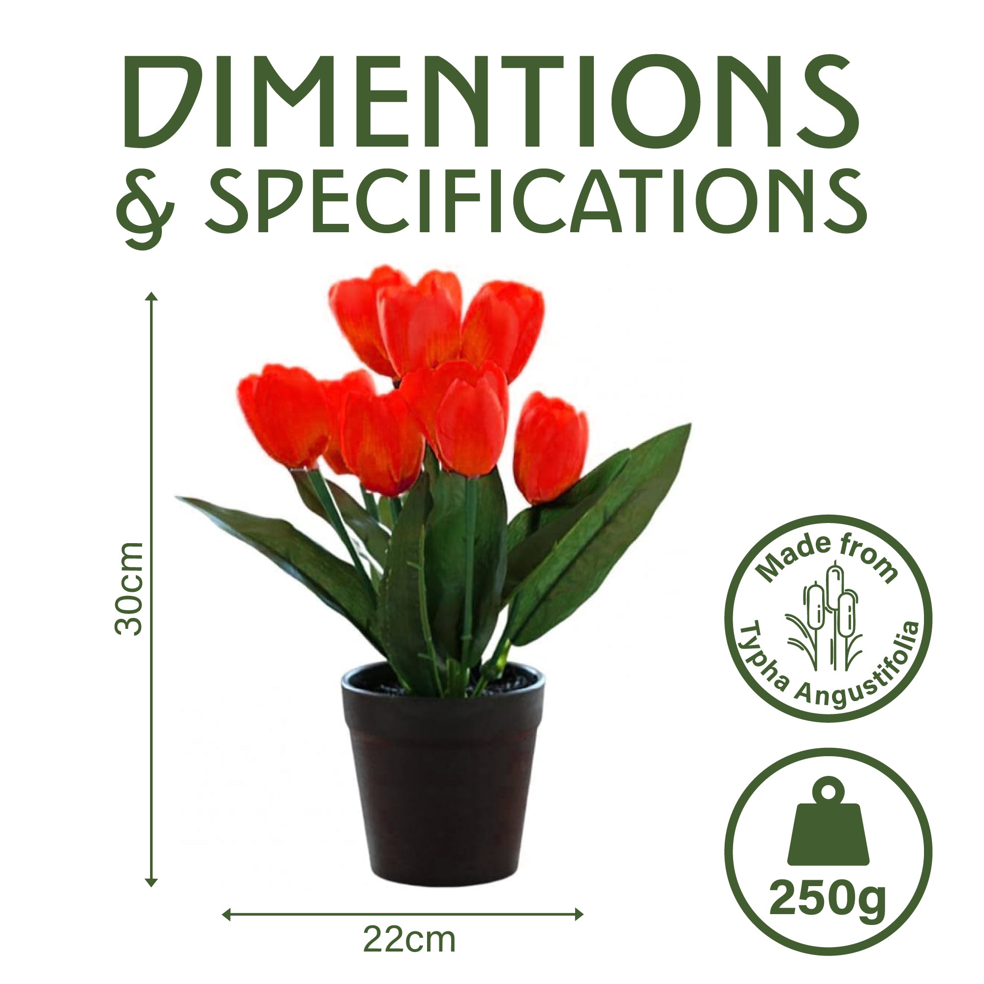 Artificial Plant Tulip in Pot – 6 Assorted Vibrant Colors, 22x30cm