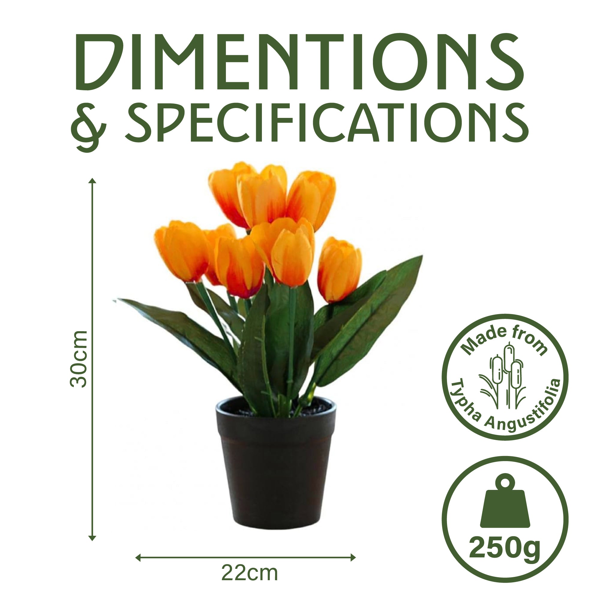 Artificial Plant Tulip in Pot – 6 Assorted Vibrant Colors, 22x30cm