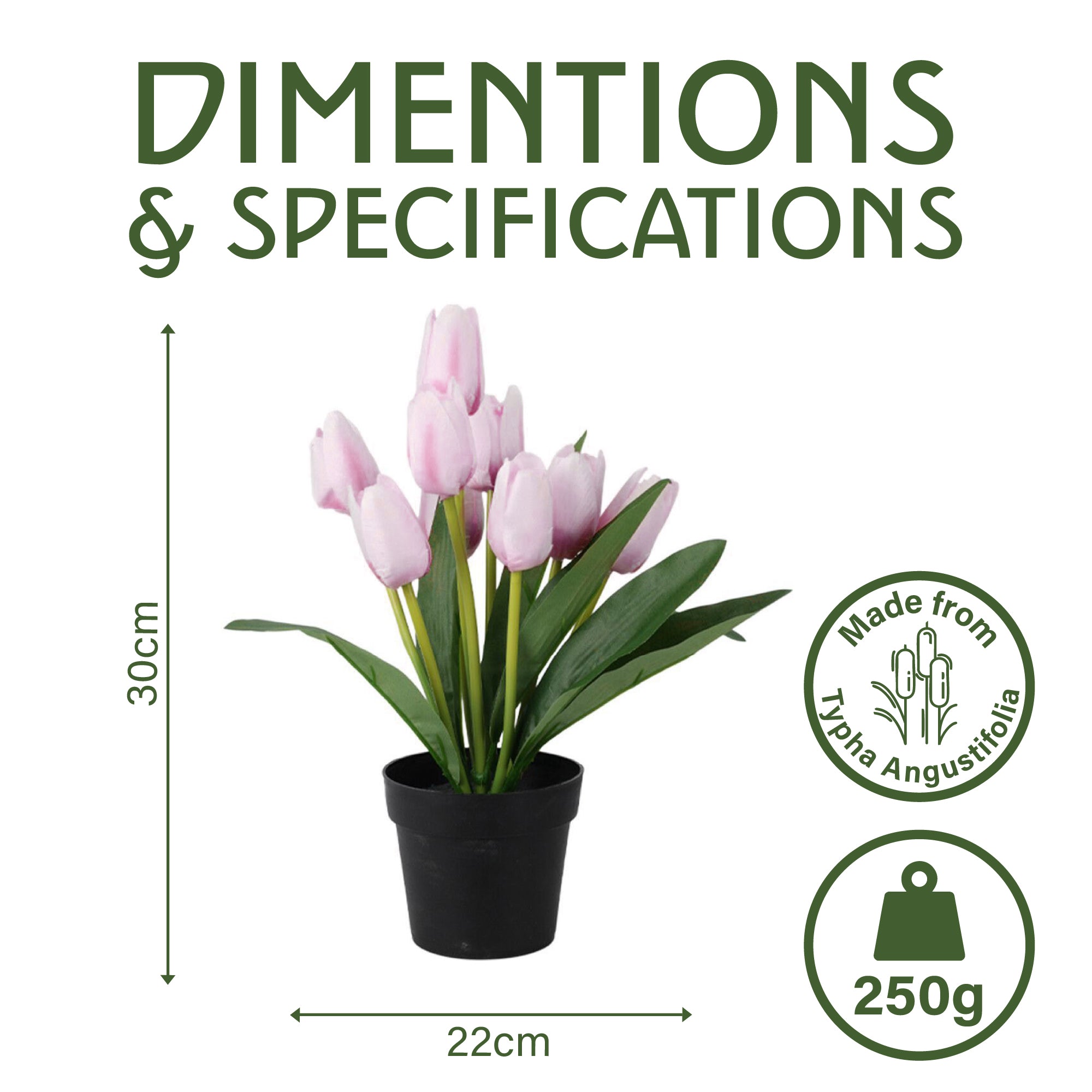 Artificial Plant Tulip in Pot – 6 Assorted Vibrant Colors, 22x30cm