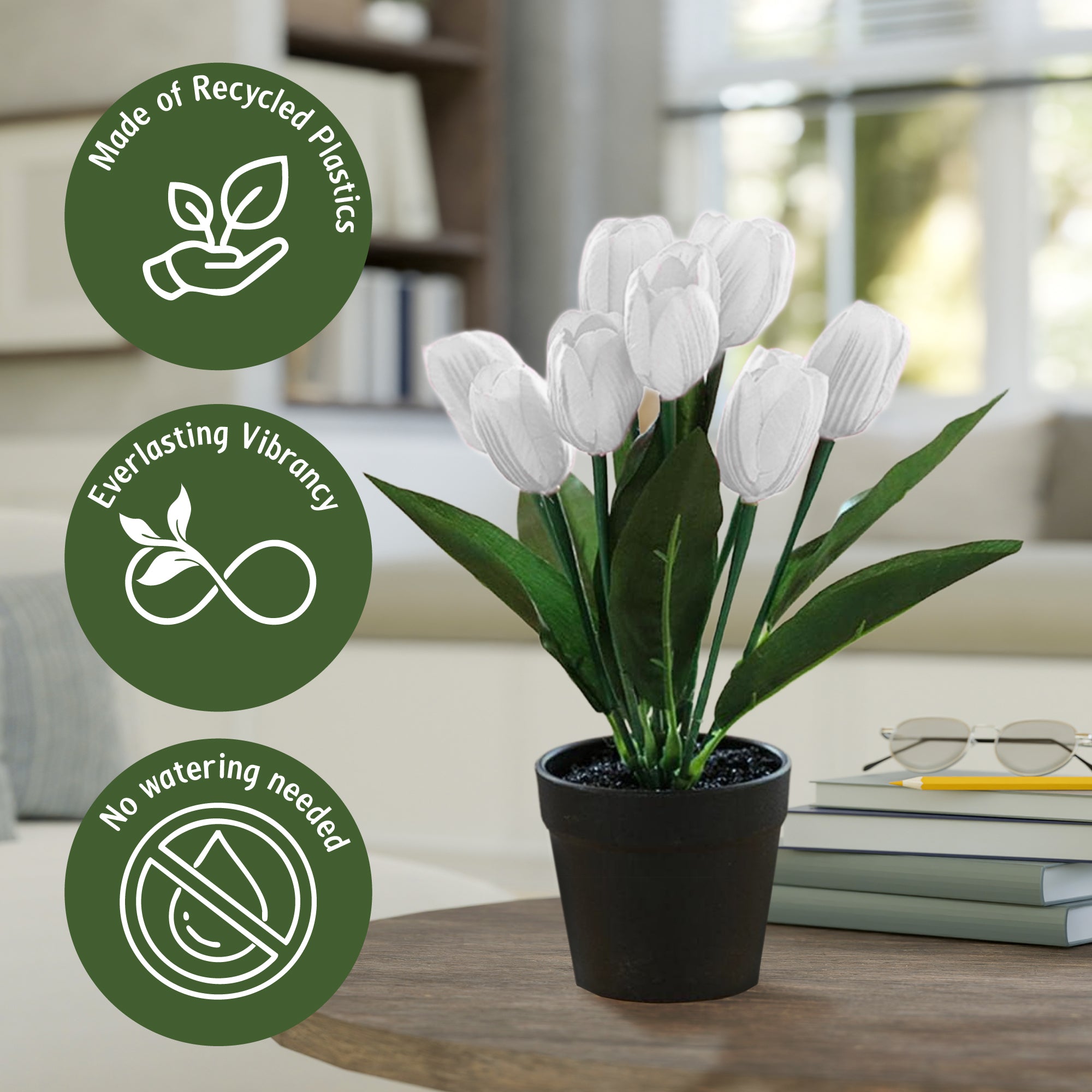 Artificial Plant Tulip in Pot – 6 Assorted Vibrant Colors, 22x30cm