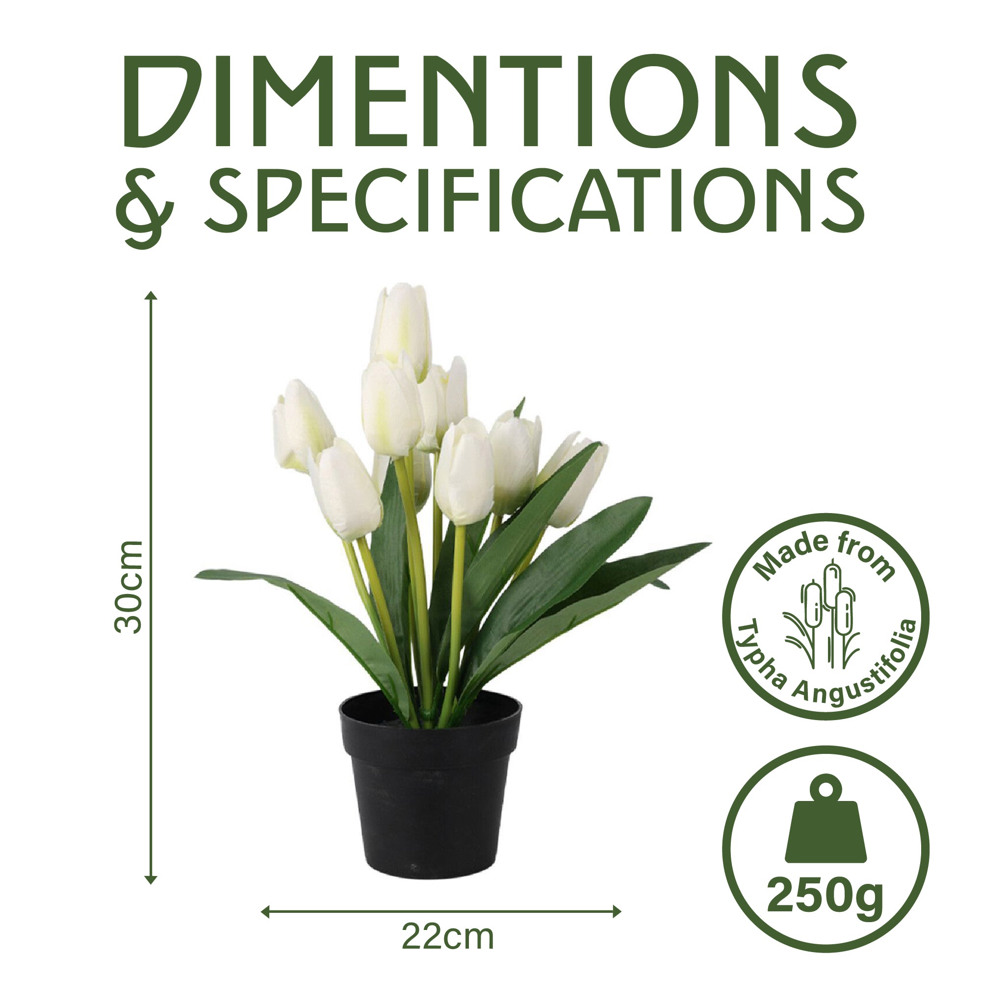 Artificial Plant Tulip in Pot – 6 Assorted Vibrant Colors, 22x30cm
