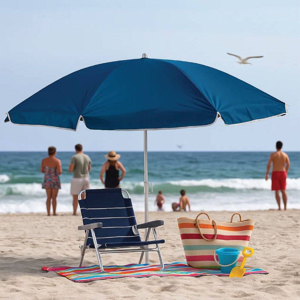 PVC Colorful Beach Umbrella – Portable Outdoor Umbrella Shade in 4 Colours