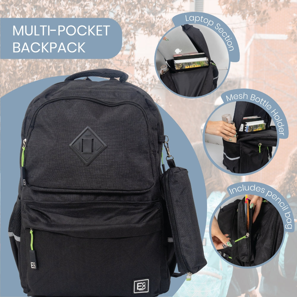 Student Backpack with Clip-on Pencil Case