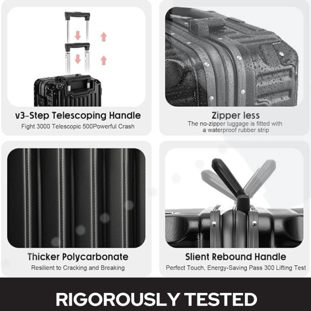 London Premium Zipper less Smart Hardshell Carry-On – Jet Black