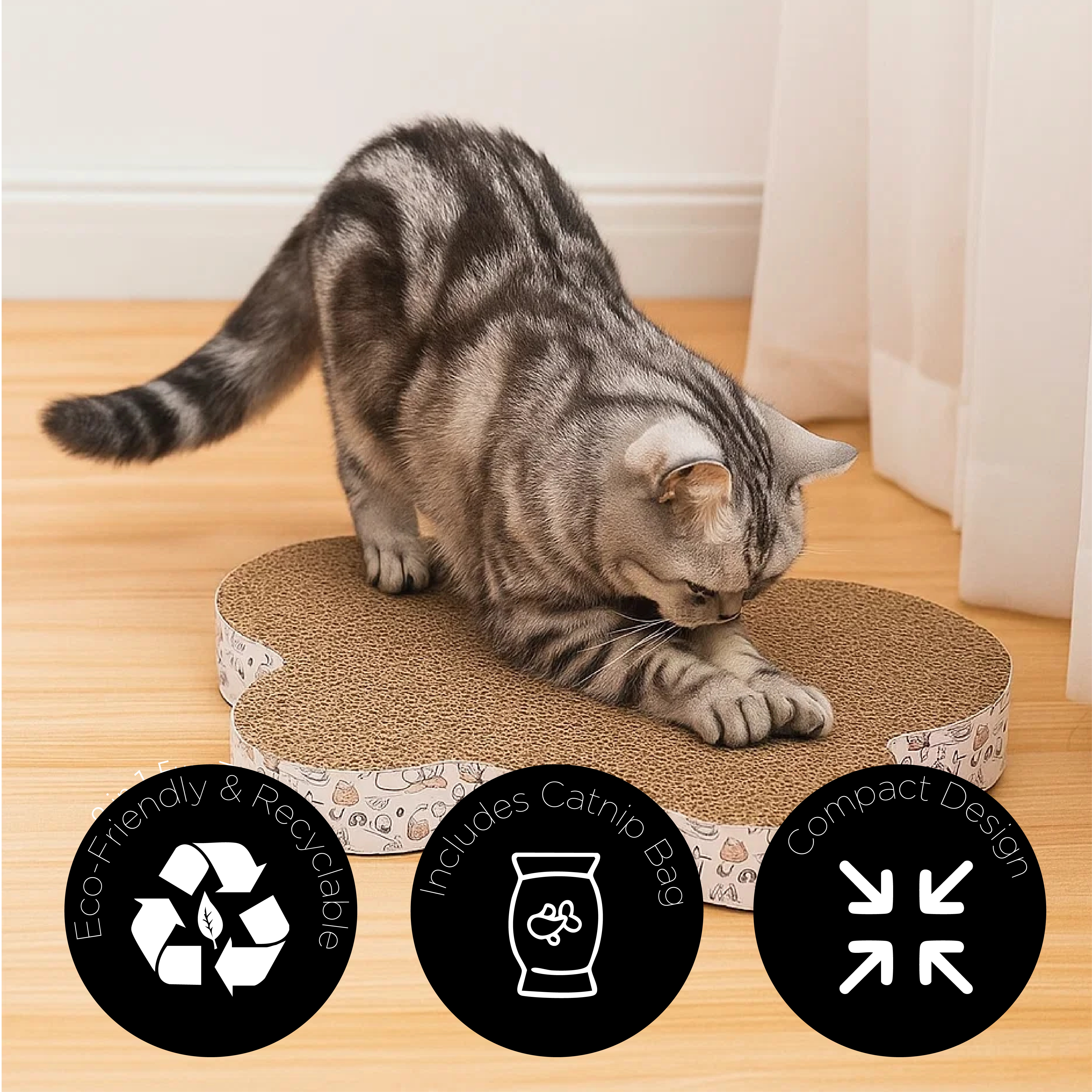 Pet Cat Scratcher With Catnip Cosmic Catnip Double-Wide Cat