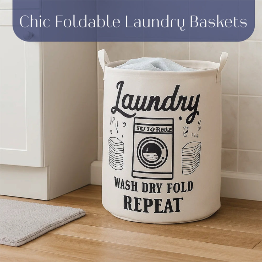 Cotton Laundry Basket – Fabric Bag with Fun Printed Designs, 3 Colours