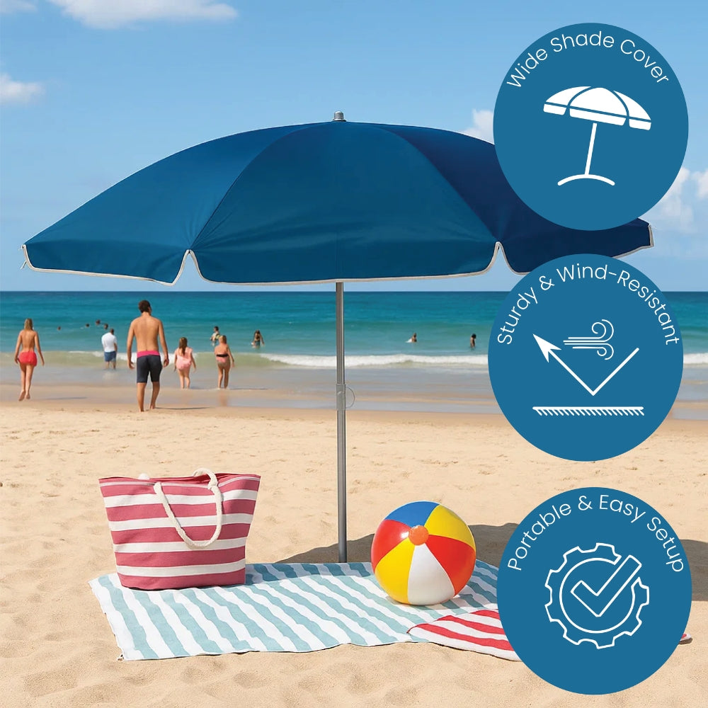 PVC Colorful Beach Umbrella – Portable Outdoor Umbrella Shade in 4 Colours