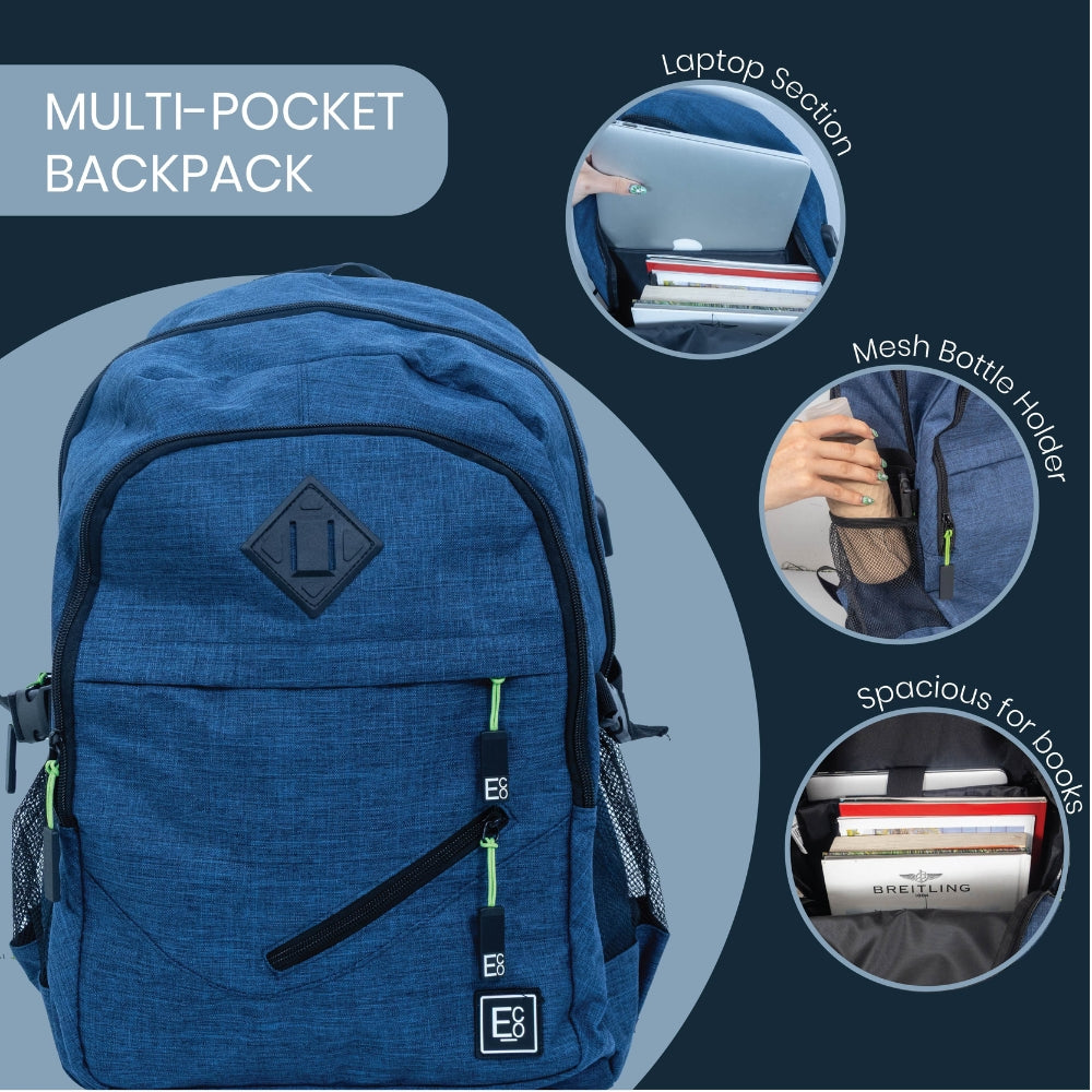 Mochila con puerto USB de carga para computadora portátil o teléfono