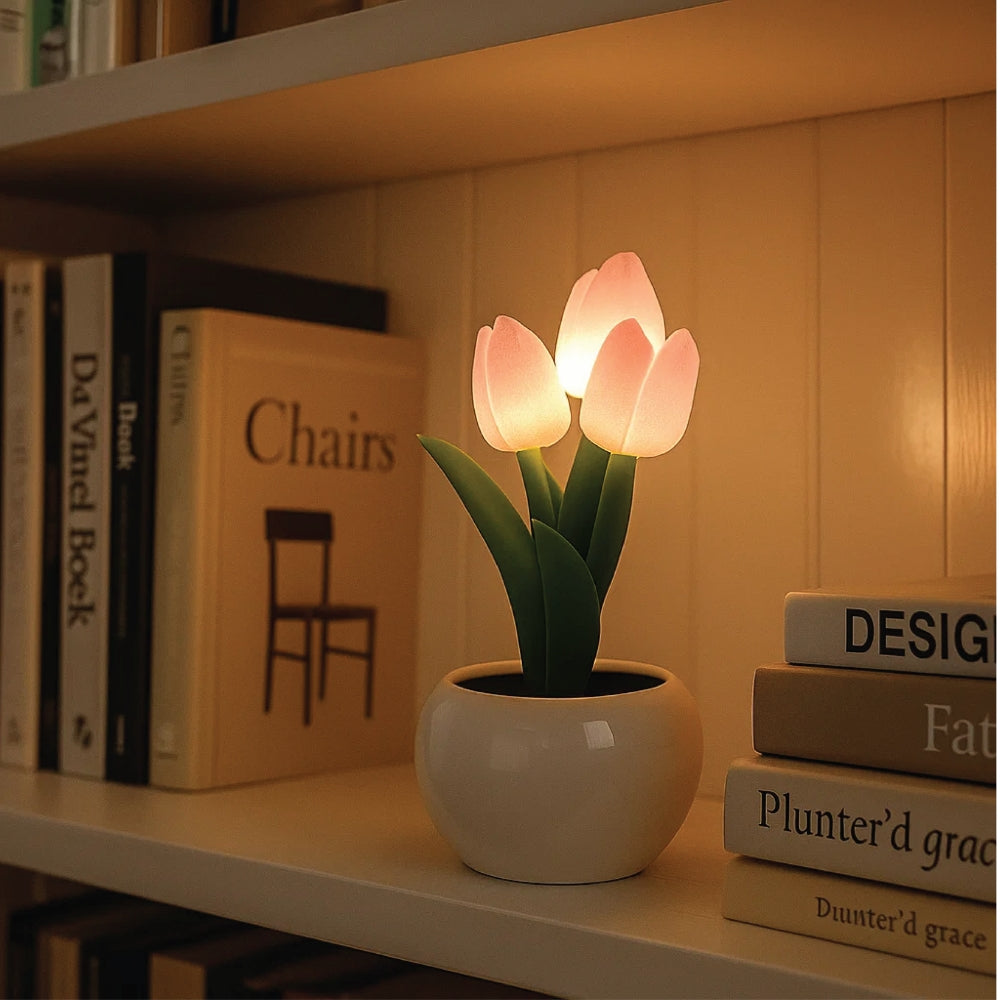 LED Artificial Tulip Pot Plant Light – Decorative Home Accent - 3 Colours