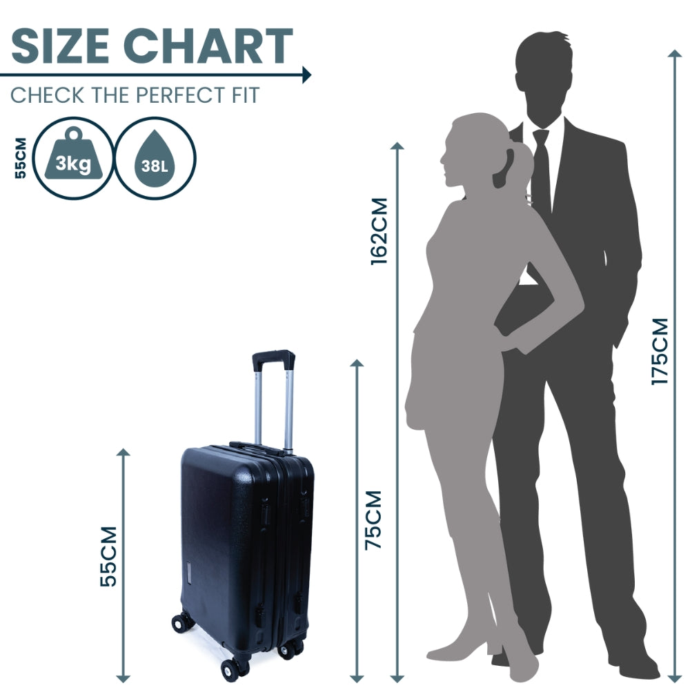 Madrid Anti-Scratch Hard Shell Carry-On Suitcase - Black