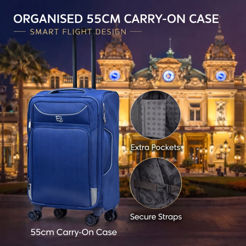 Monaco Soft Luggage Set of 4 Pieces - Navy Blue