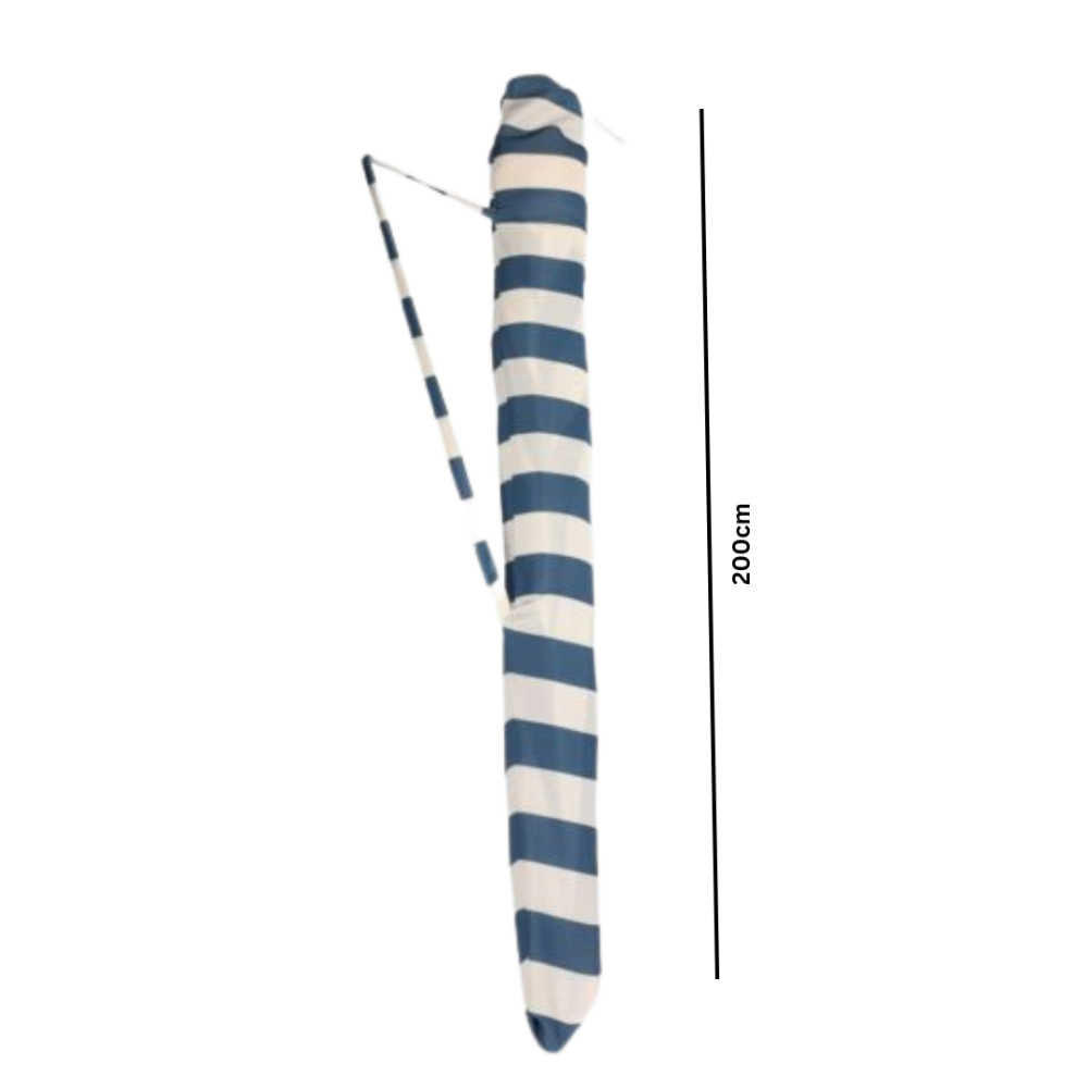Beach Umbrella – 200cm UV Protection with Blue/White Stripes