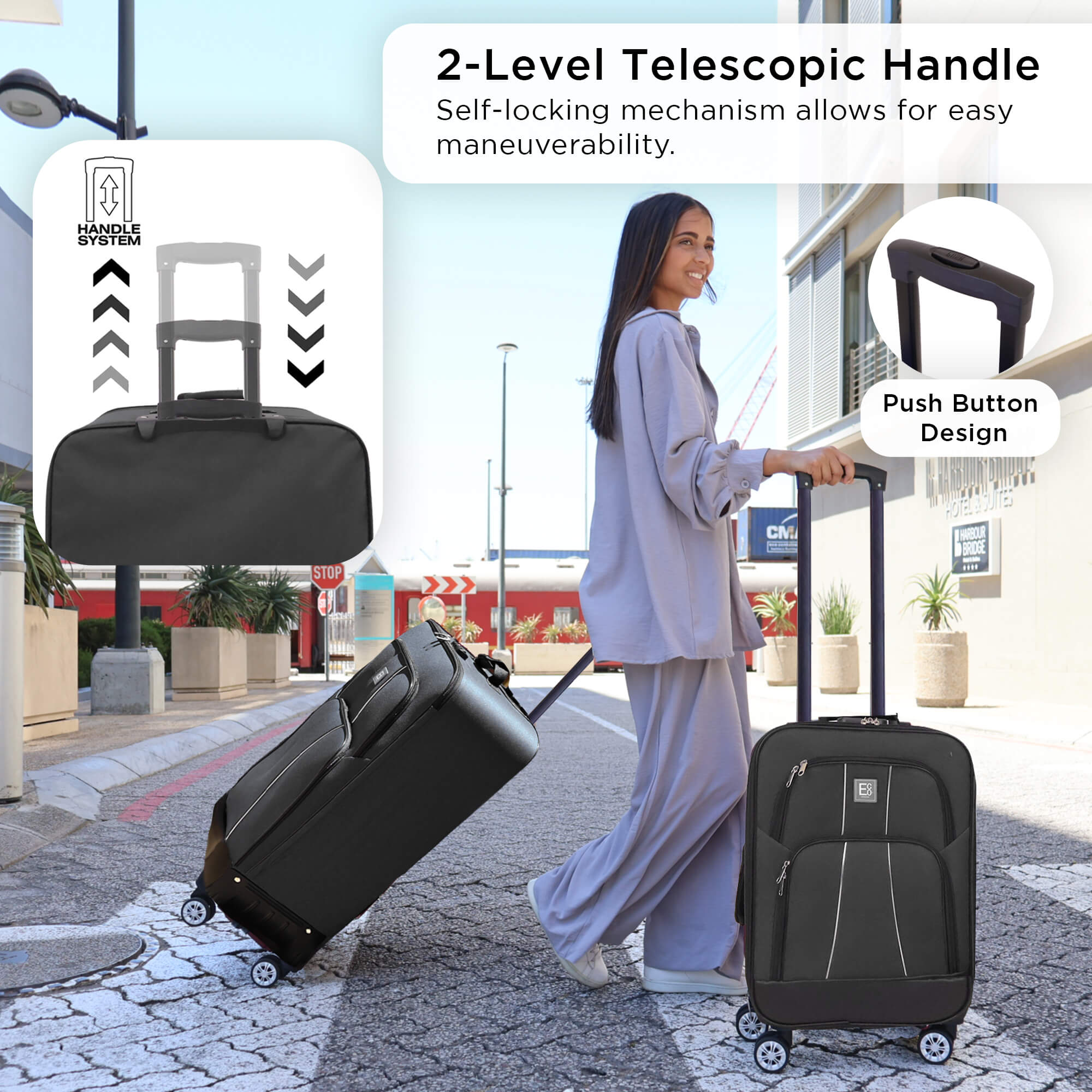 Seville 4 Piece Soft Luggage Set - Black