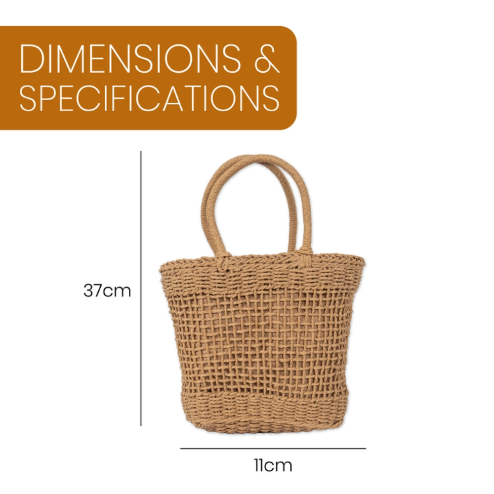 ZY-018 - Straw Tote Bag | Natural Paper Straw with Polyester Lining – Rustic Design