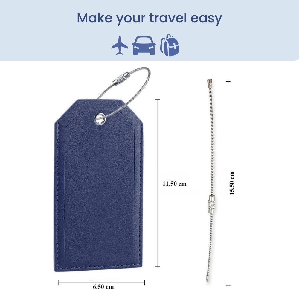 Leather Lightweight Luggage Travel Tag with Iron Wire Lock