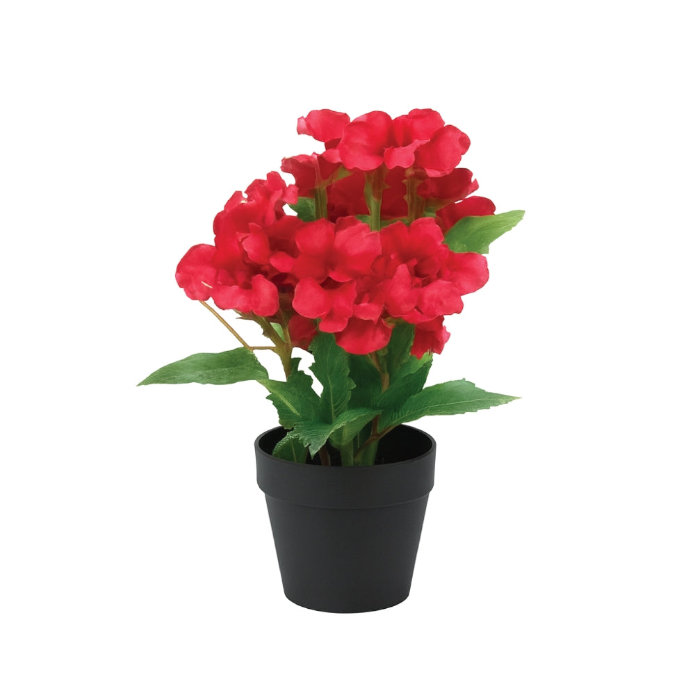 Small Artificial Plant Potted Flowers in Black Pot – 4 Colours