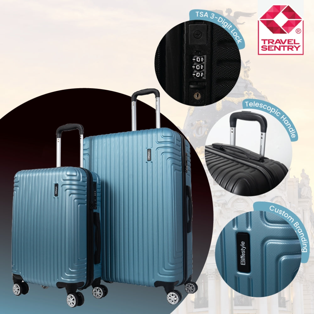 Madrid 2-Piece Hardshell Luggage Set (55cm & 75cm) – Soft Blue