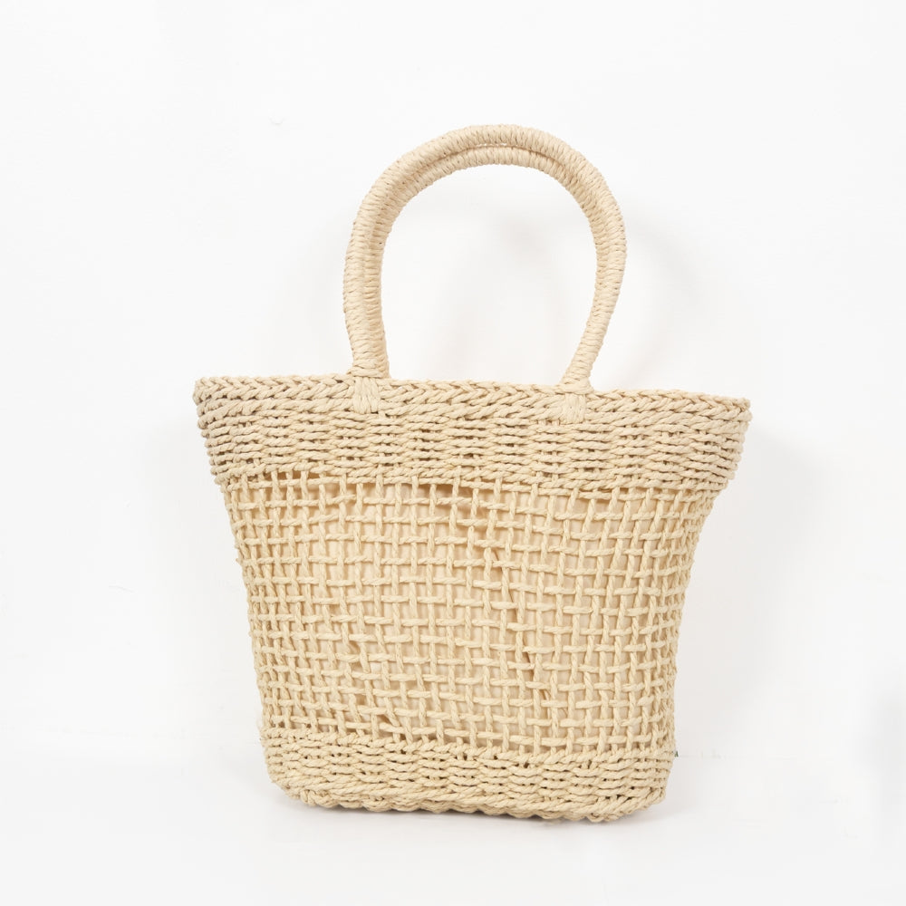 ZY-018 - Straw Tote Bag | Natural Paper Straw with Polyester Lining – Rustic Design