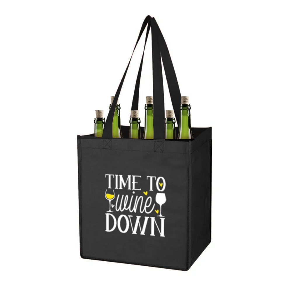 WC06 - Reusable Non-Woven 6-Bottle Wine Carrier Bag | 80GSM, 27L