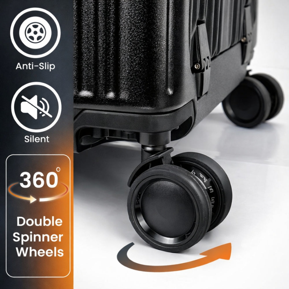 London Premium Zipper less Smart Hardshell Carry-On – Jet Black