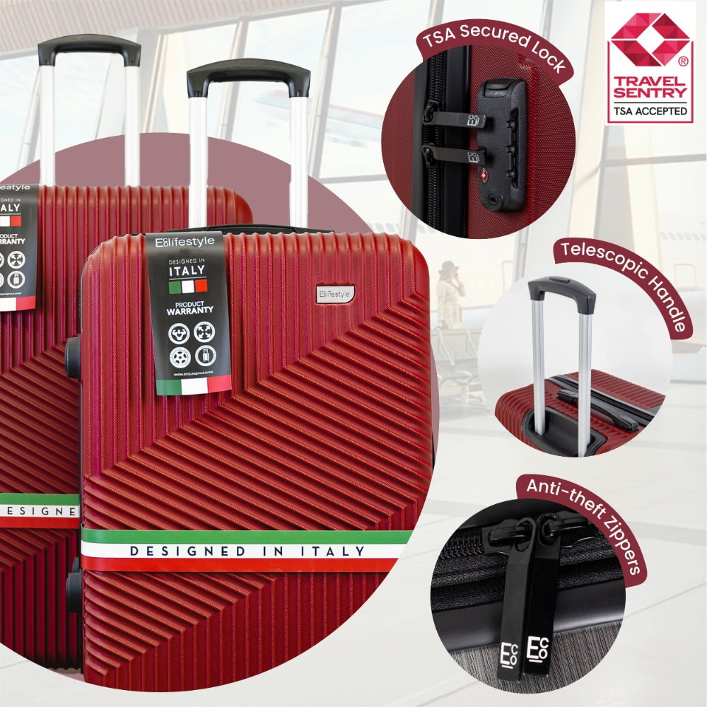Roma Hardshell Luggage Set on 360° Spinner Wheels with TSA Lock - Roma Design