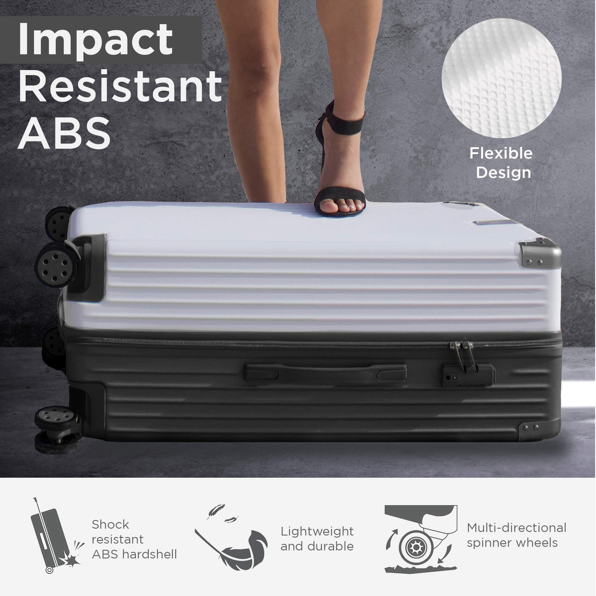 Berlin Luggage Hardshell Suitcases Set of 2 with Cover - Black