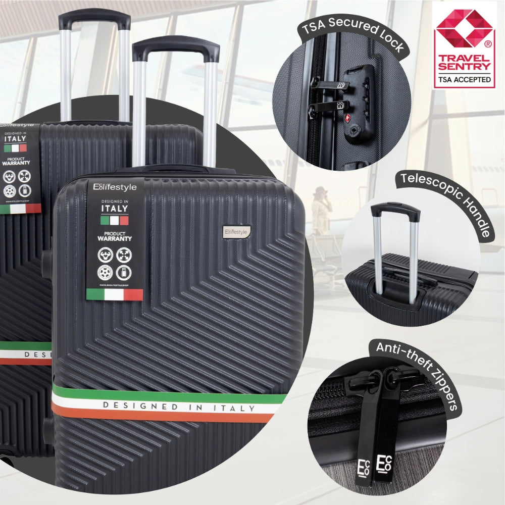Roma Hardshell Luggage Set on 360° Spinner Wheels with TSA Lock and Protective Cover