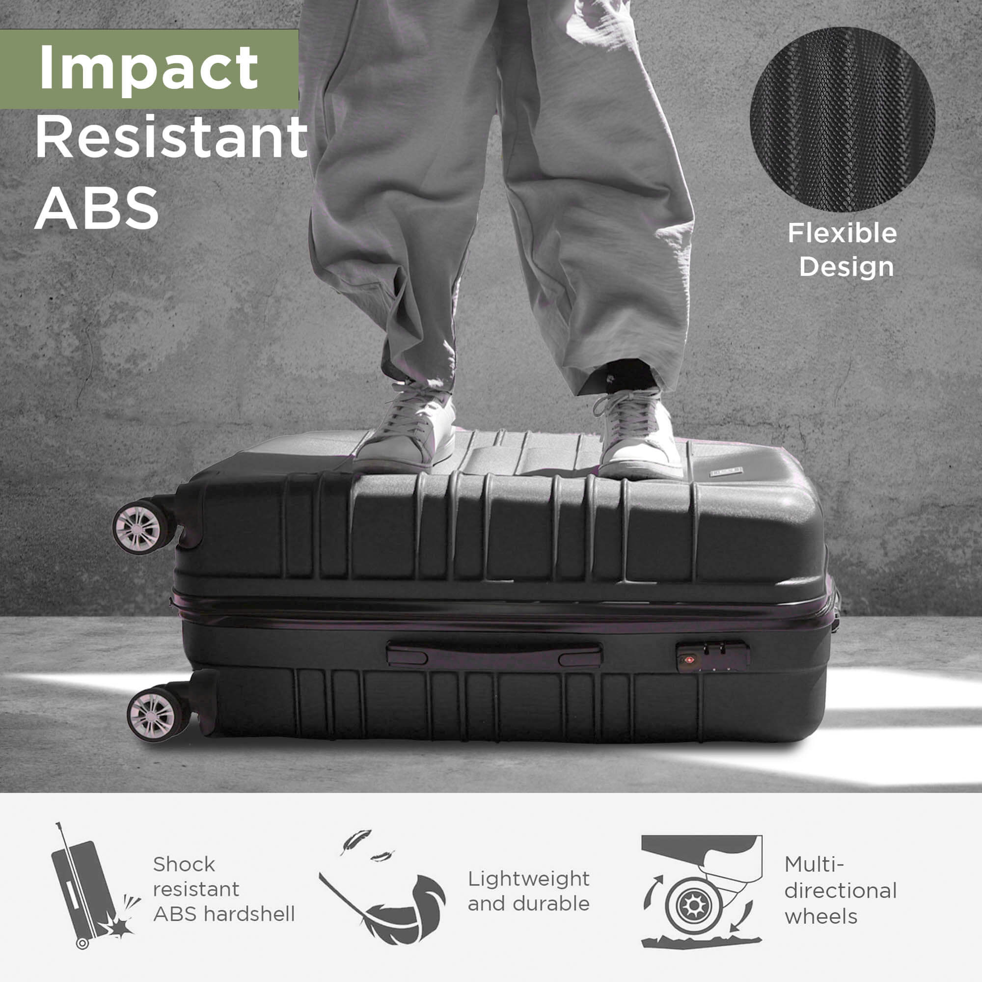 Milan Luggage Suitcases Hardshell on 360° Spinner Wheels with Cosmetic Bags