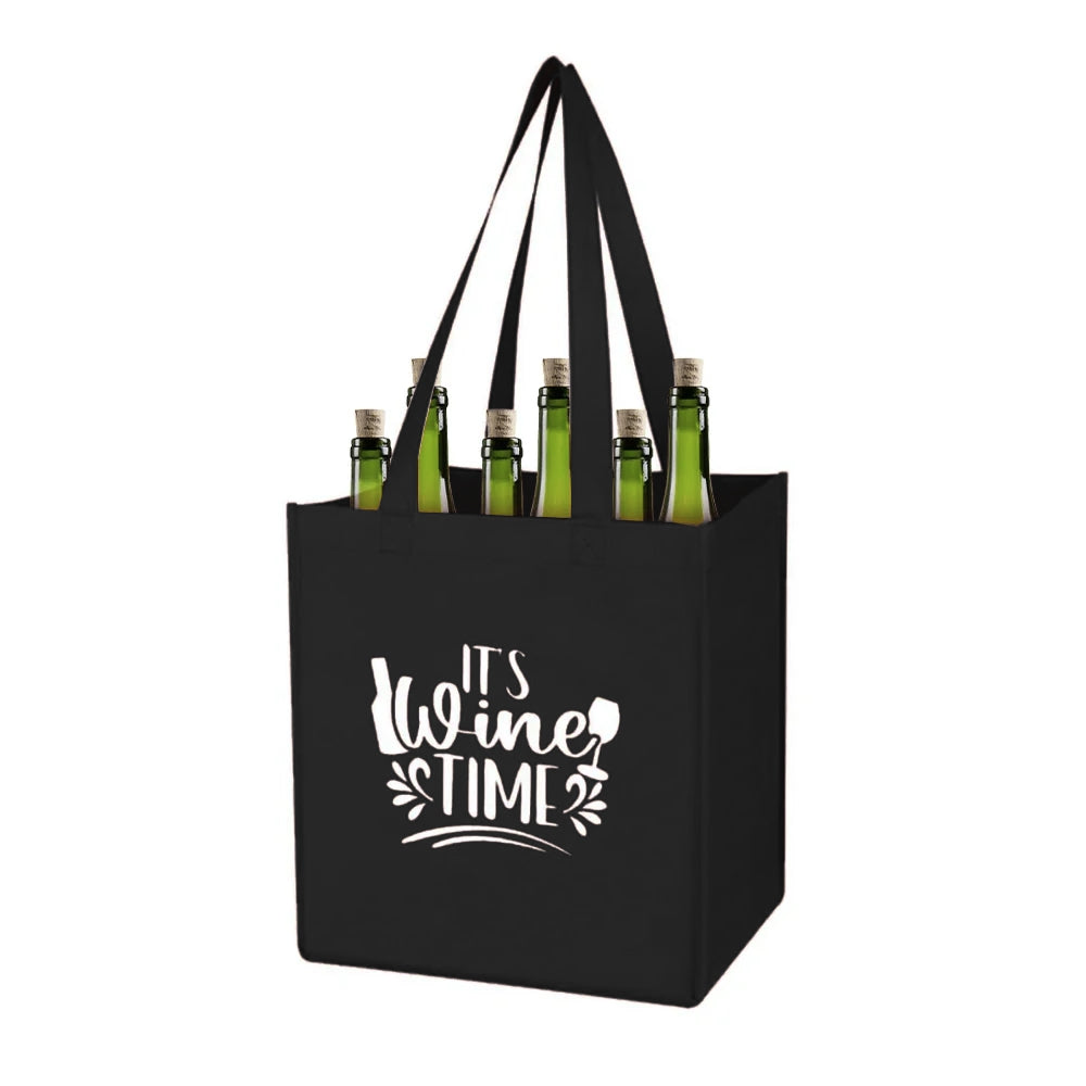 WC06 - Reusable Non-Woven 6-Bottle Wine Carrier Bag | 80GSM, 27L