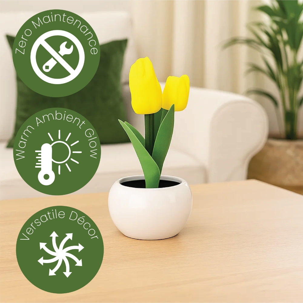 LED Artificial Tulip Pot Plant Light – Decorative Home Accent - 3 Colours
