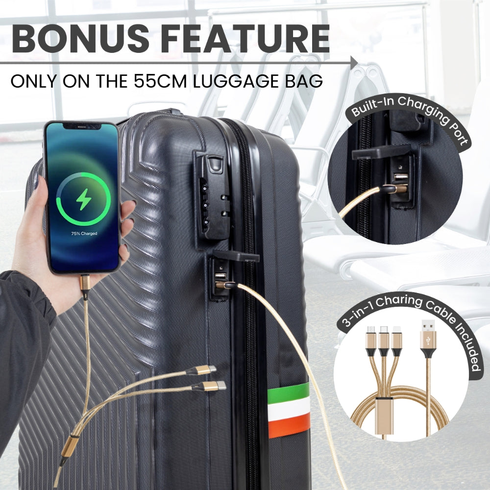 Roma Hardshell Luggage Set on 360° Spinner Wheels with TSA Lock and Protective Cover