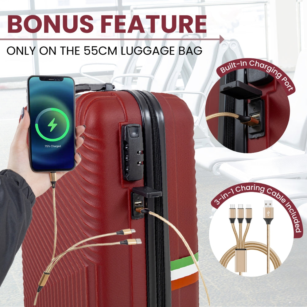 Roma Hardshell Luggage Set on 360° Spinner Wheels with TSA Lock - Roma Design